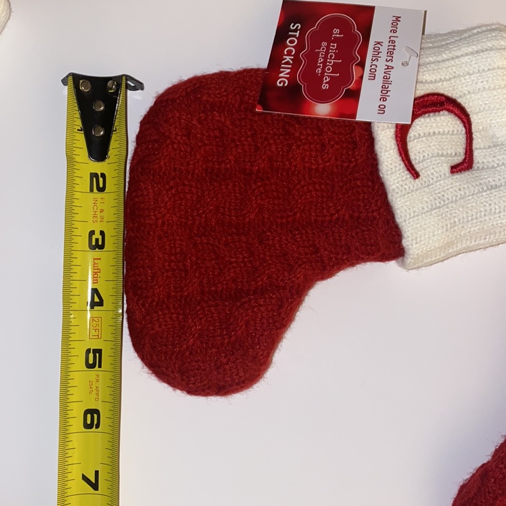 St. Nicholas Square (Kohl’s) cream & deep red knitted “Mini” Stockings C • B • D - Picture 13 of 16